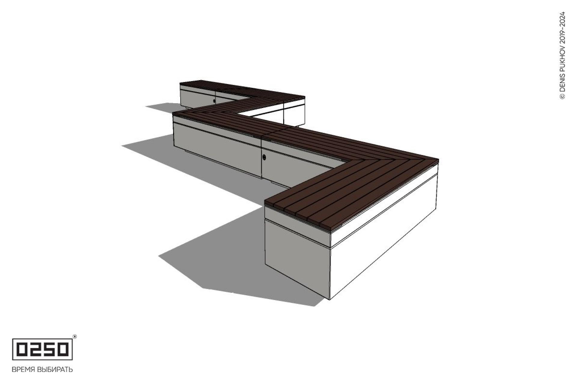 Уличная Зигзагообразная трапецеидальная шестипролетная удвоенная скамейка на блоке производство 0250