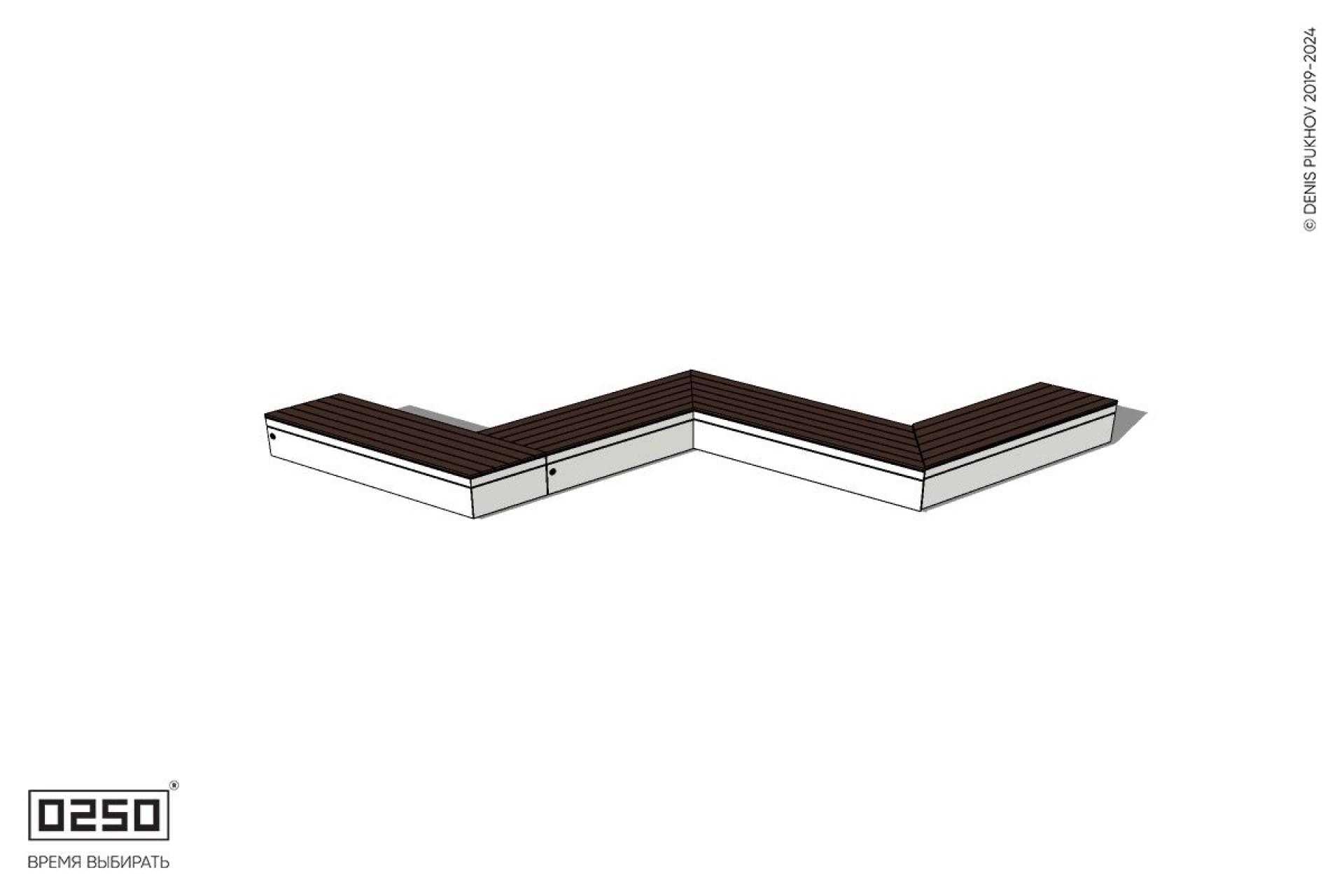 Уличная Зигзагообразная трапецеидальная длинная четырехпролетная скамейка на блоке производство 0250