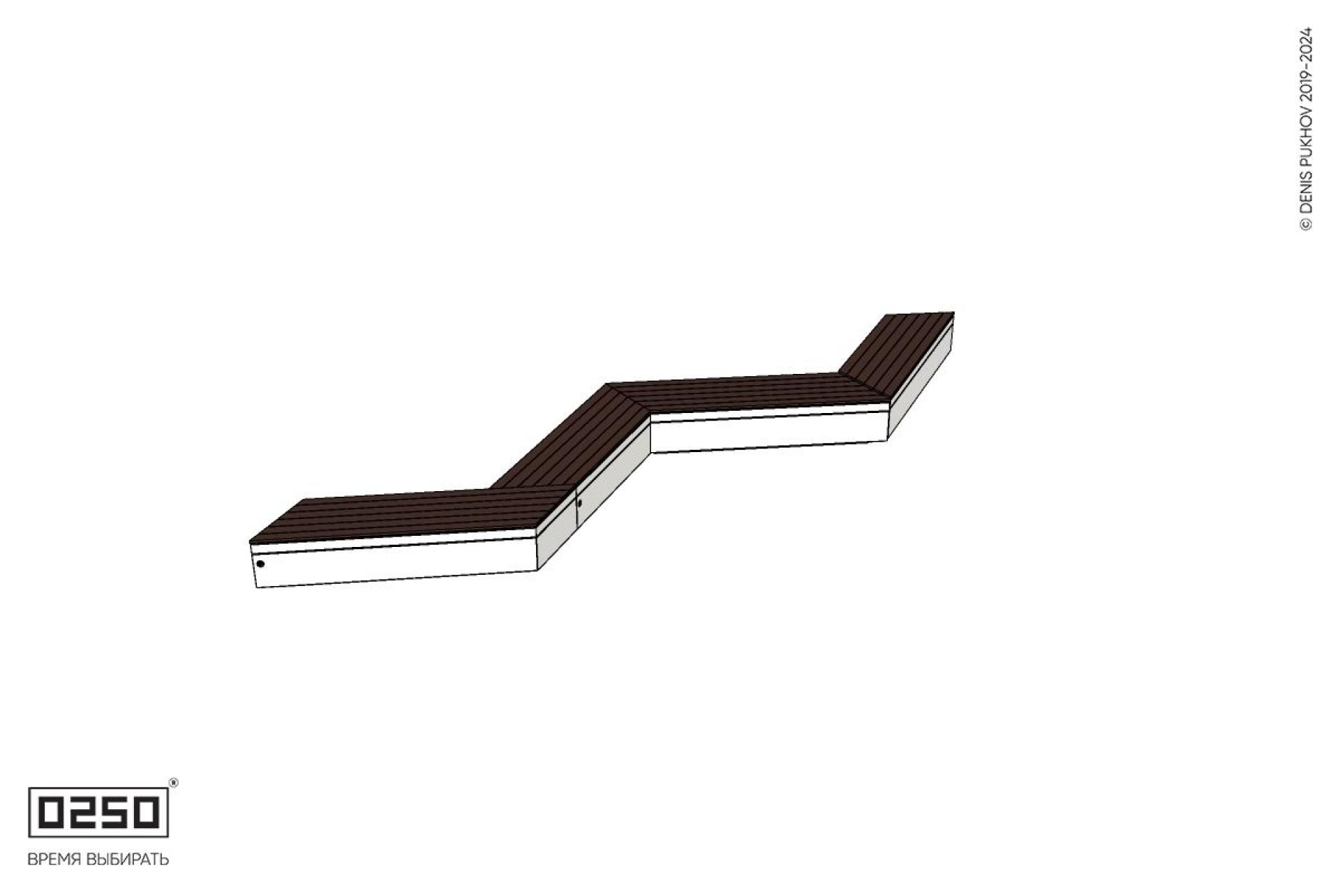 Уличная Зигзагообразная трапецеидальная длинная четырехпролетная скамейка на блоке производство 0250