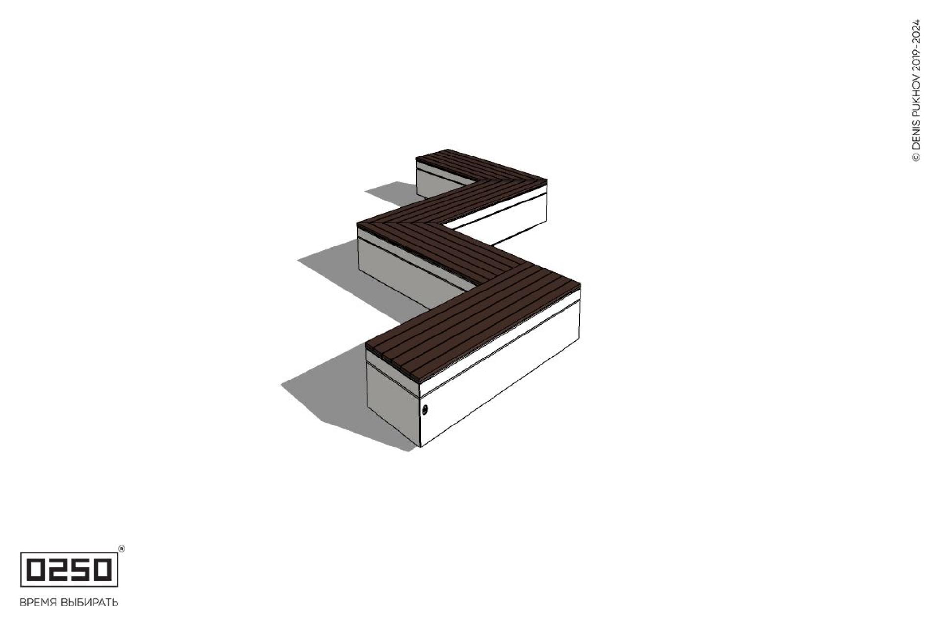 Уличная Зигзагообразная трапецеидальная длинная четырехпролетная скамейка на блоке производство 0250