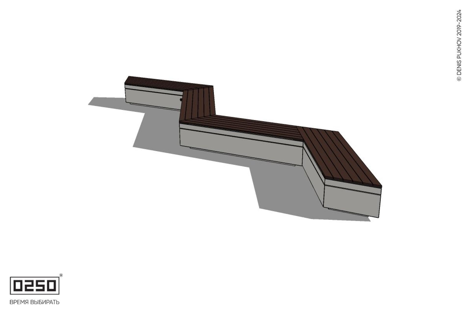 Уличная Зигзагообразная трапецеидальная длинная четырехпролетная скамейка на блоке производство 0250
