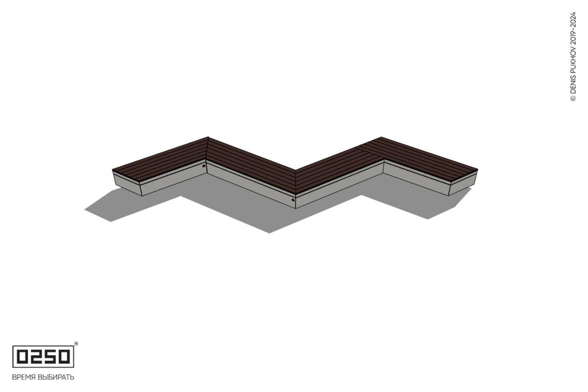 Уличная Зигзагообразная трапецеидальная длинная четырехпролетная скамейка на блоке производство 0250