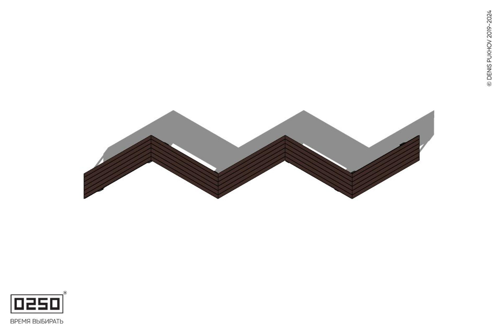 Уличная Зигзагообразная трапецеидальная длинная пятипролетная скамейка на ножках производство 0250, module