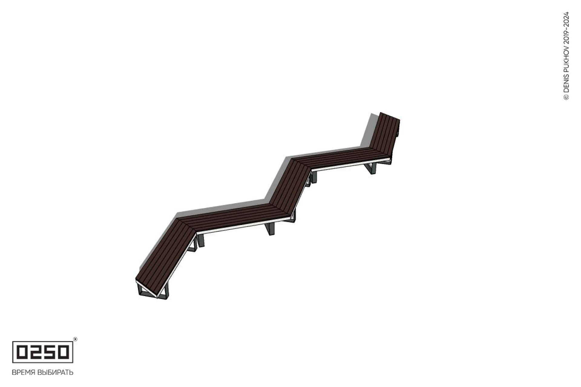 Уличная Зигзагообразная трапецеидальная длинная пятипролетная скамейка на ножках производство 0250