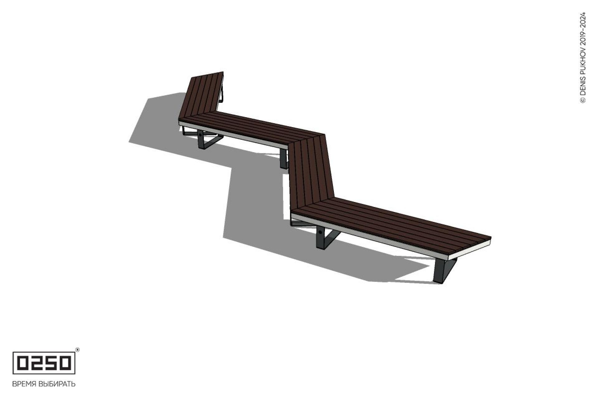 Уличная Зигзагообразная трапецеидальная четырехпролетная скамейка на ножках производство 0250