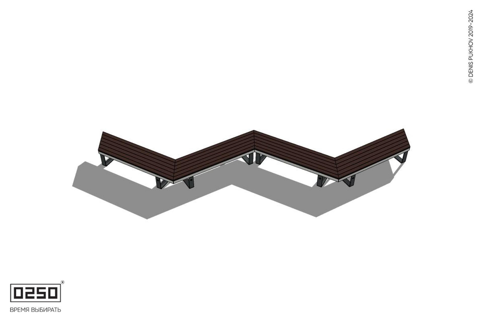 Уличная Зигзагообразная трапецеидальная четырехпролетная скамейка на ножках производство 0250