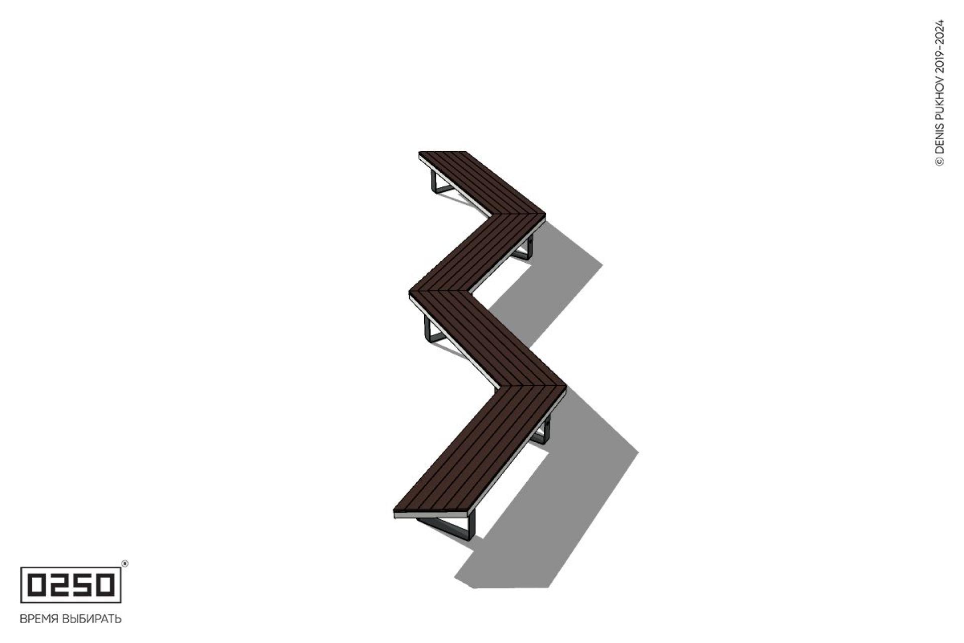 Уличная Зигзагообразная трапецеидальная четырехпролетная скамейка на ножках производство 0250