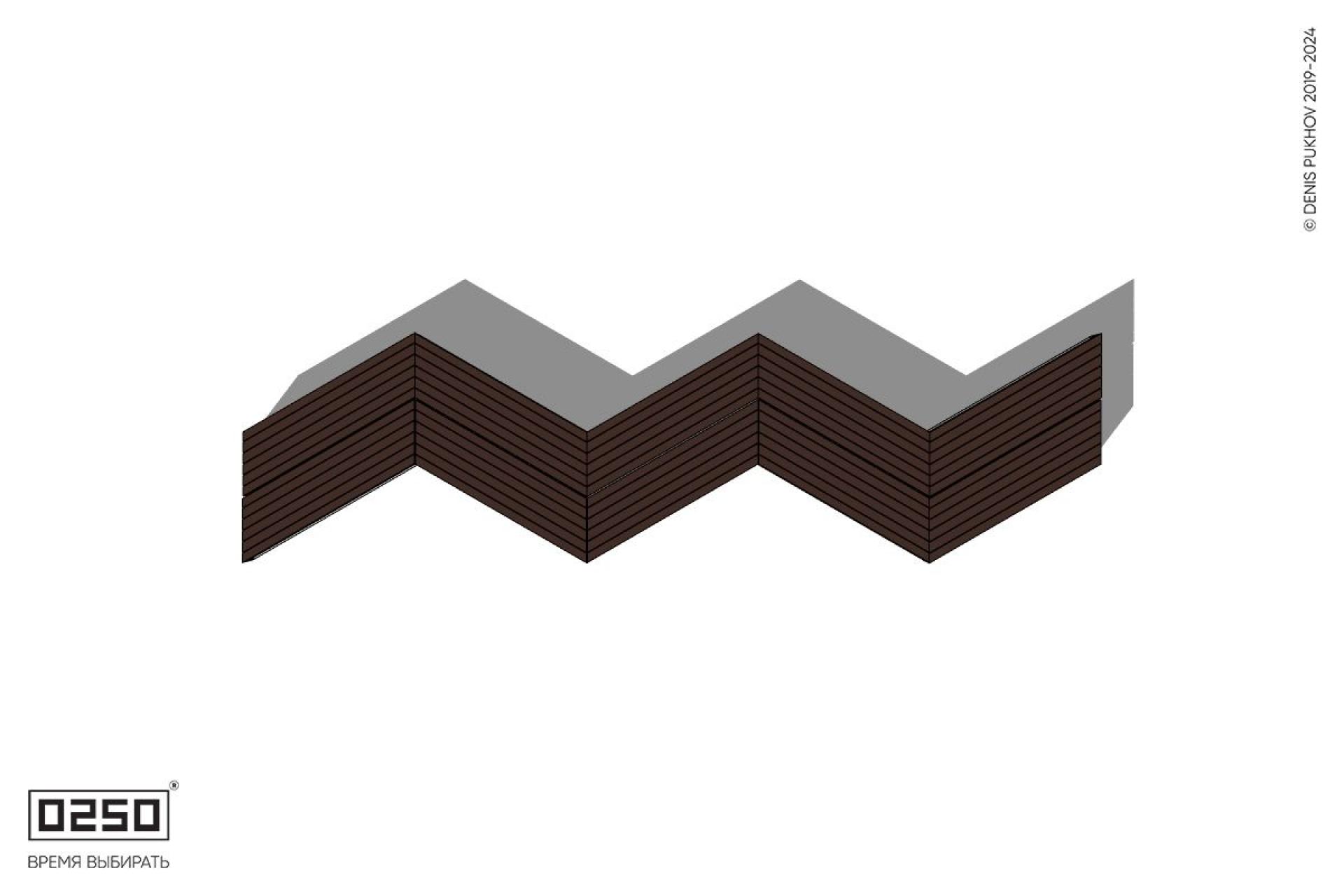 Уличная Зигзагообразная трапецеидальная длинная  двухсторонняя пятипролетная скамейка на блоке производство 0250, module