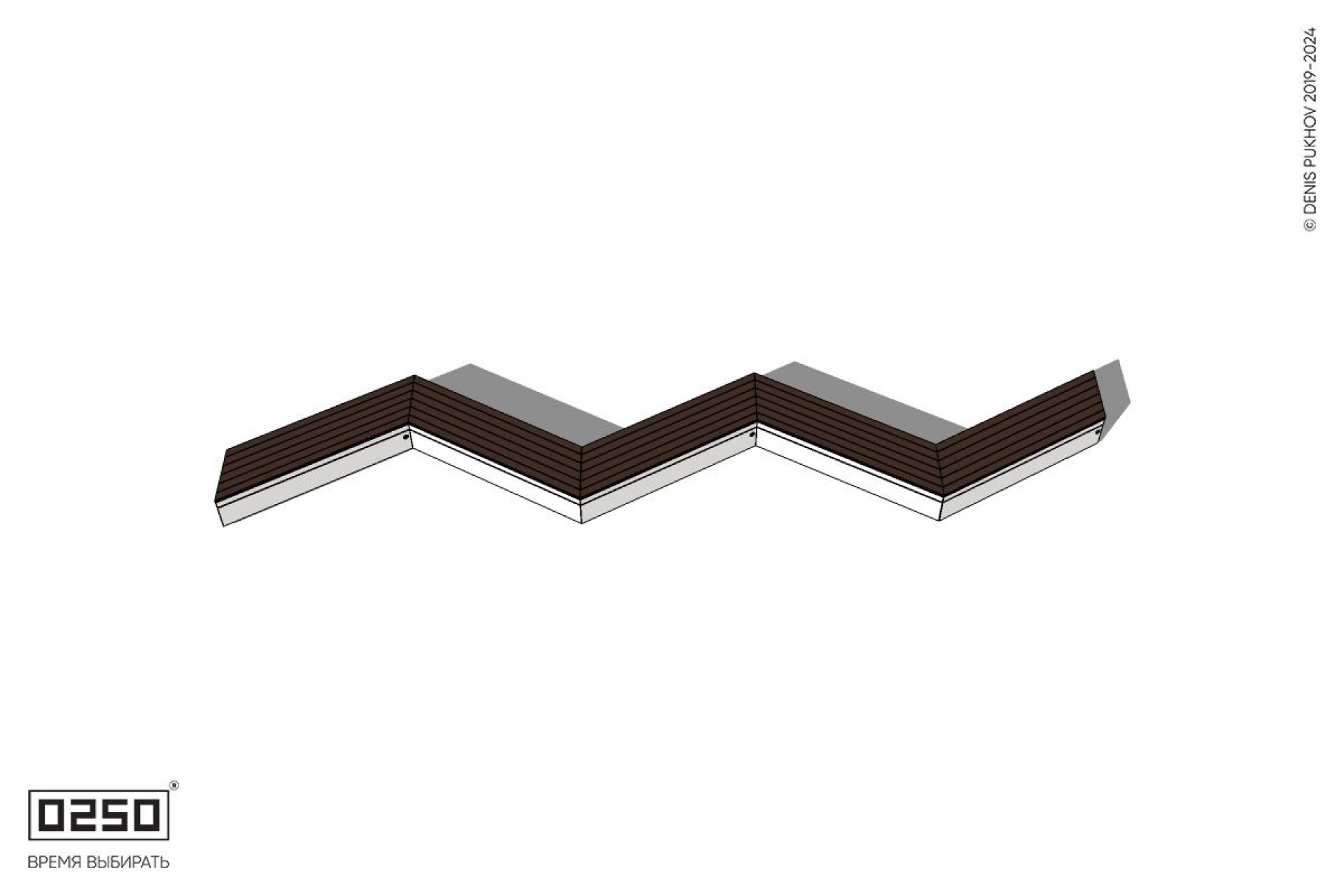 Уличная Зигзагообразная трапецеидальная длинная пятипролетная скамейка на блоке производство 0250 Уличная Зигзагообразная трапецеидальная длинная пятипролетная скамейка на блоке производство 0250