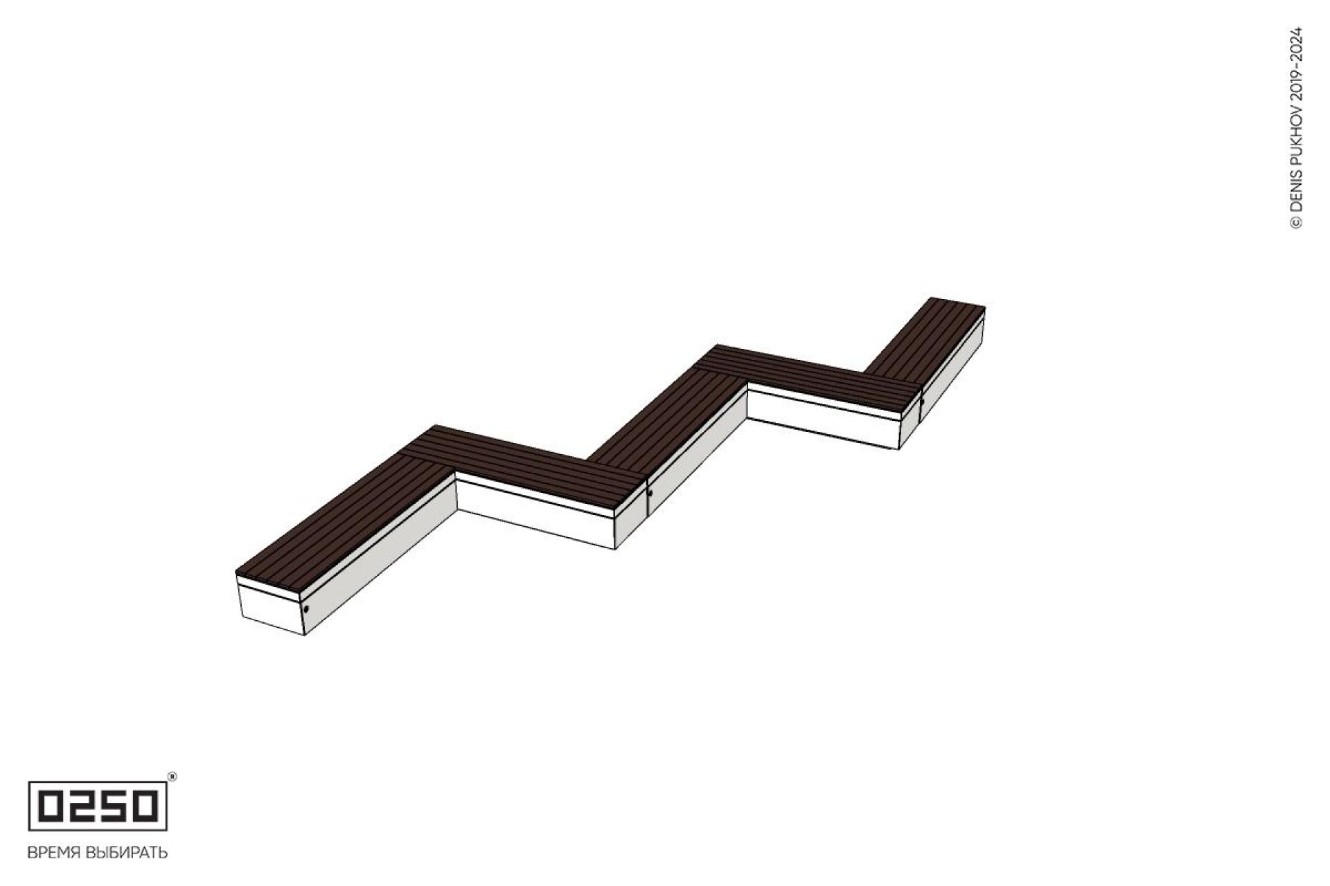 Уличная Зигзагообразная прямоугольная пятипролетная скамейка на блоке производство 0250