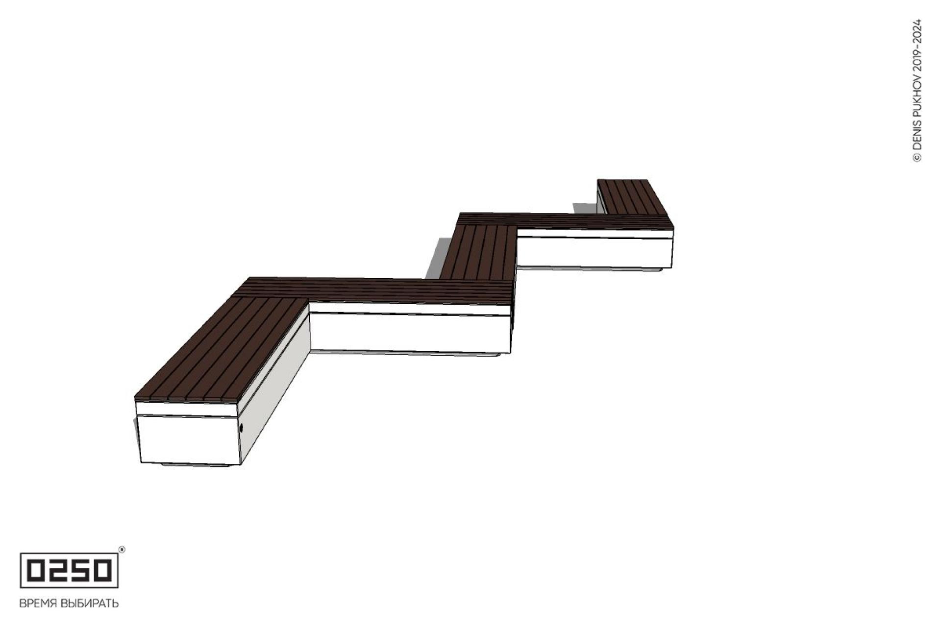 Уличная Зигзагообразная прямоугольная пятипролетная скамейка на блоке производство 0250