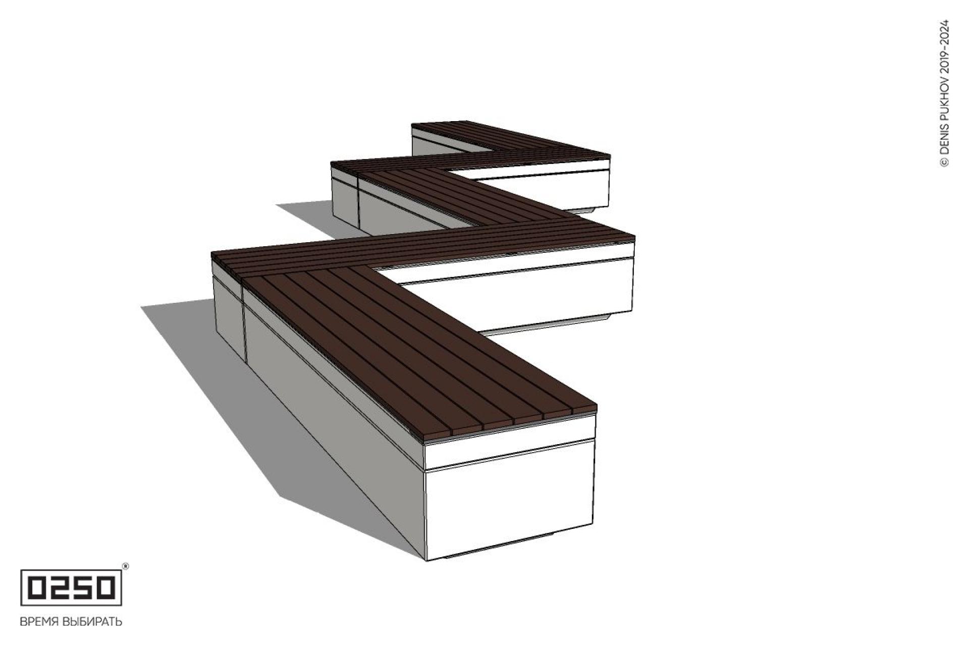 Уличная Зигзагообразная прямоугольная пятипролетная скамейка на блоке производство 0250