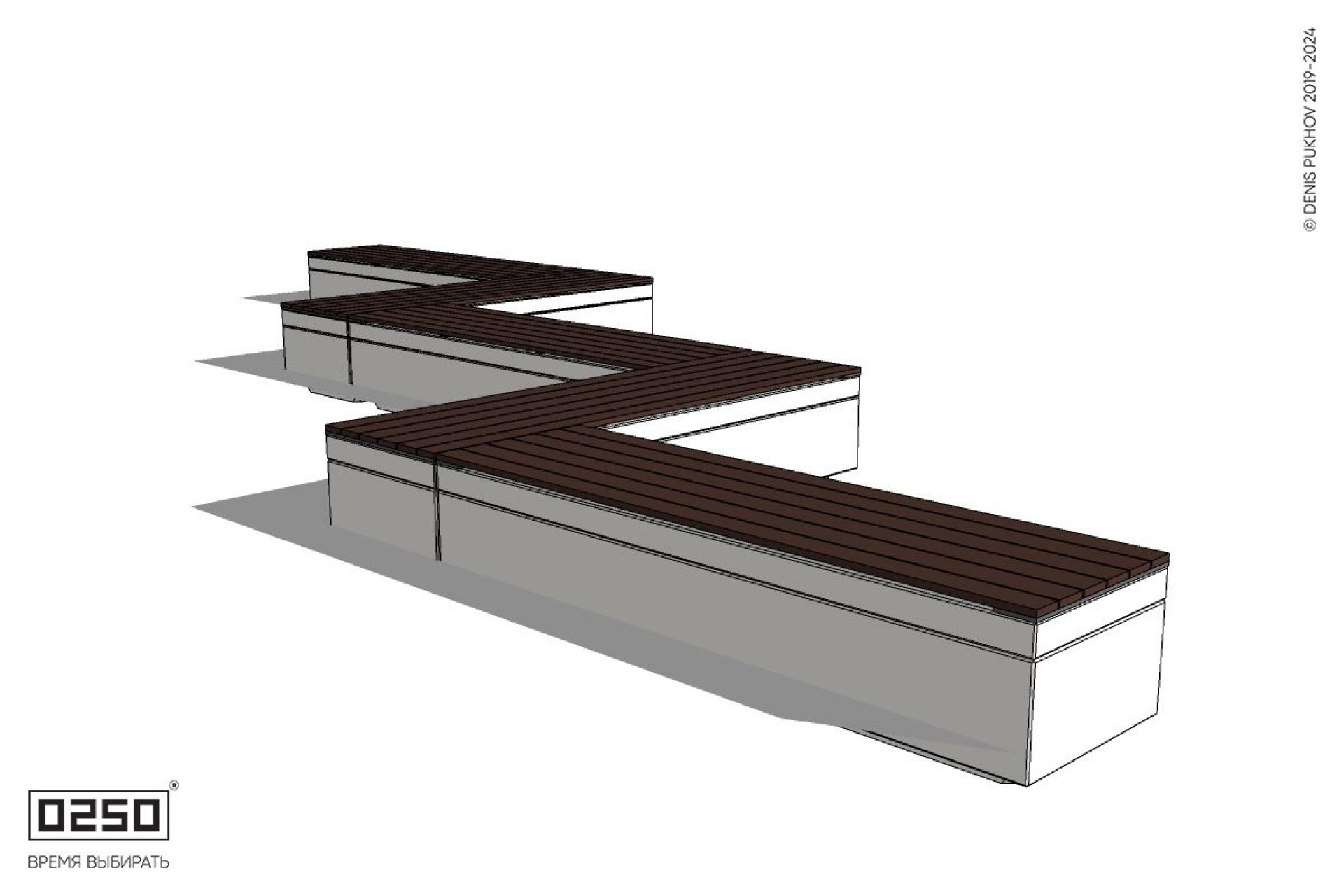 Уличная Зигзагообразная прямоугольная пятипролетная скамейка на блоке производство 0250