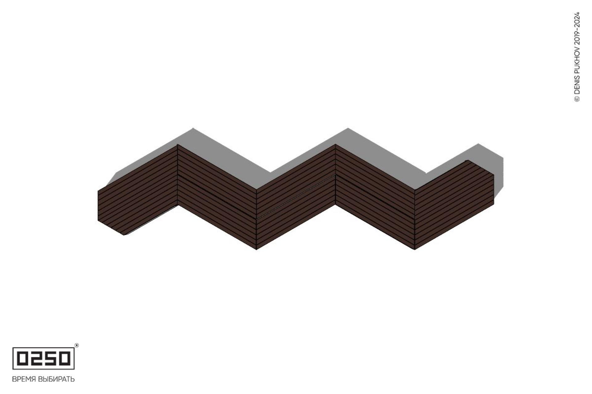 Уличная Зигзагообразная трапецеидальная пятипролетная двухсторонняя скамейка с клиновидным торцом на блоке производство 0250, module