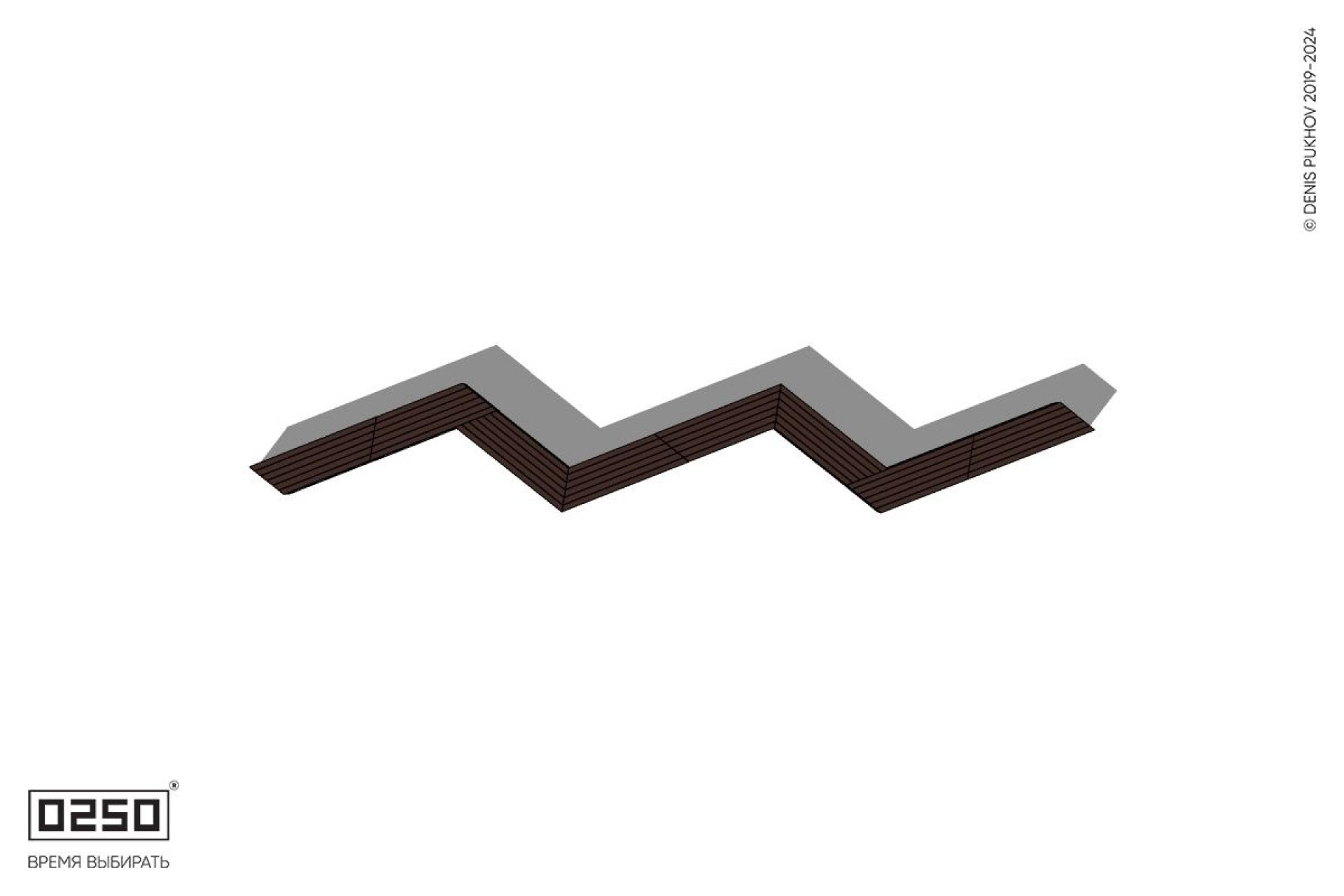 Уличная Зигзагообразная трапецеидальная пятипролетная  длинная скамейка на блоке производство 0250