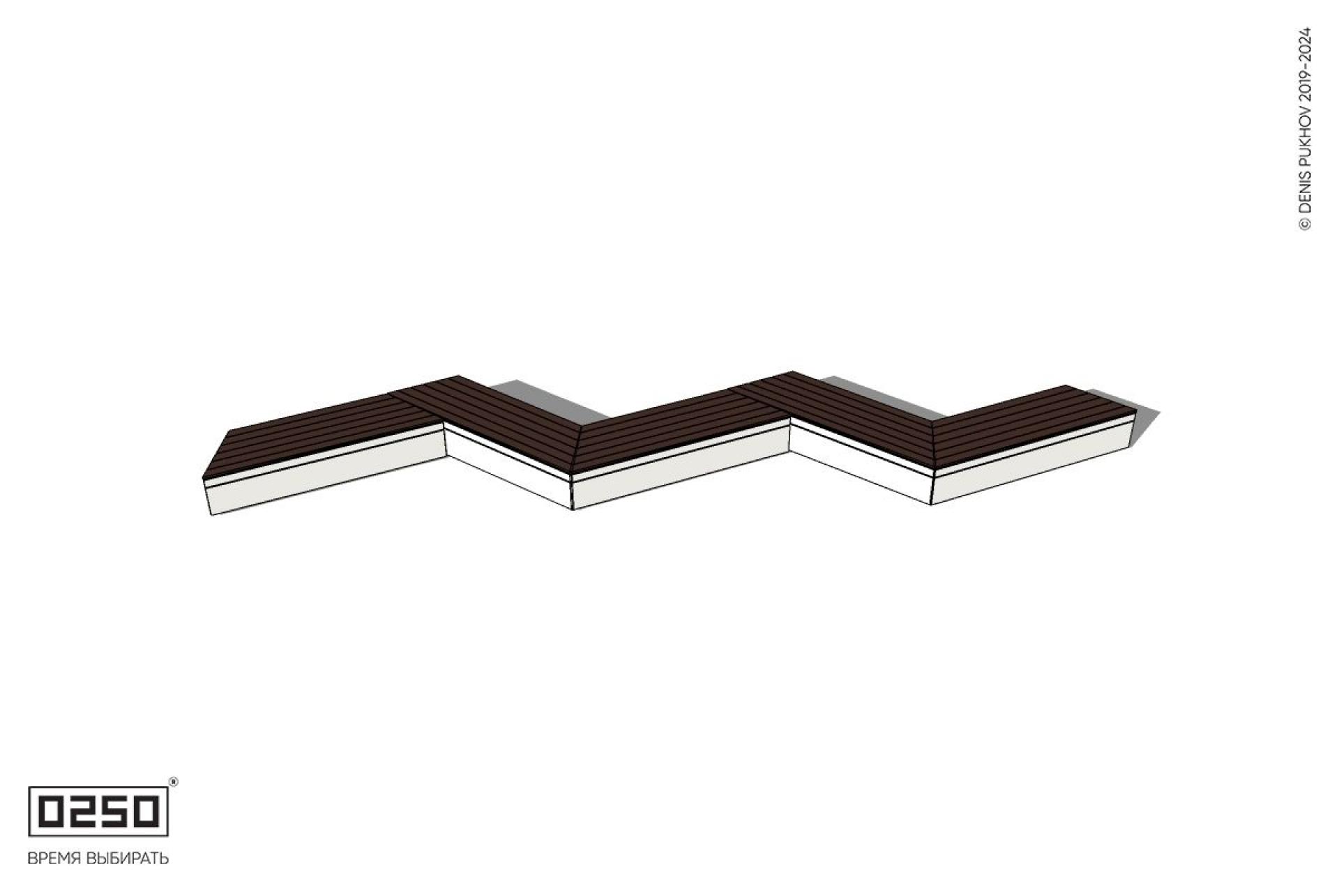 Уличная Зигзагообразная трапецеидальная пятипролетная скамейка на блоке производство 0250