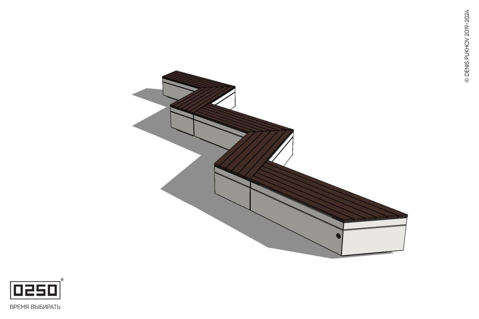 Уличная Зигзагообразная трапецеидальная пятипролетная скамейка на блоке производство 0250