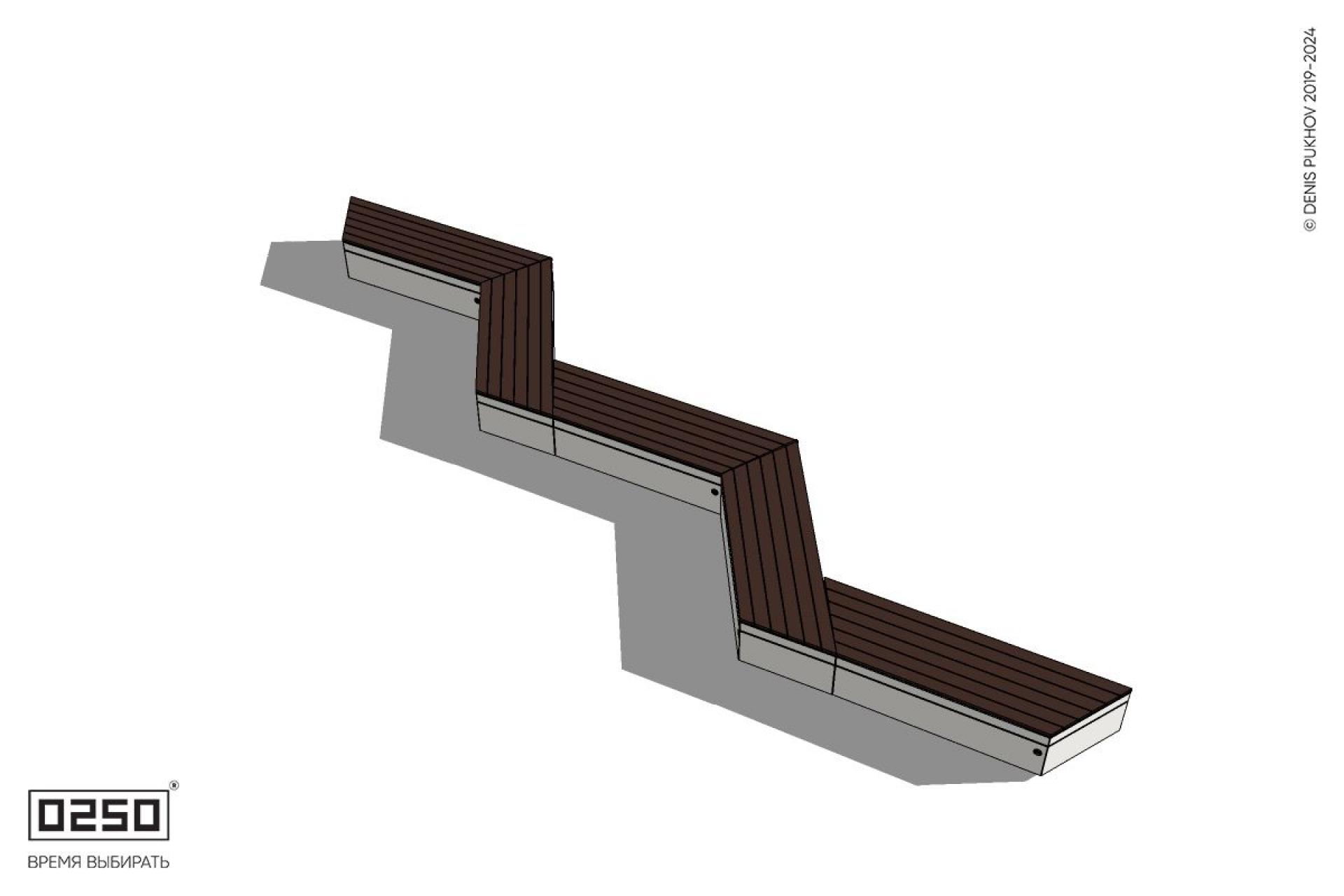 Уличная Зигзагообразная трапецеидальная пятипролетная скамейка на блоке производство 0250