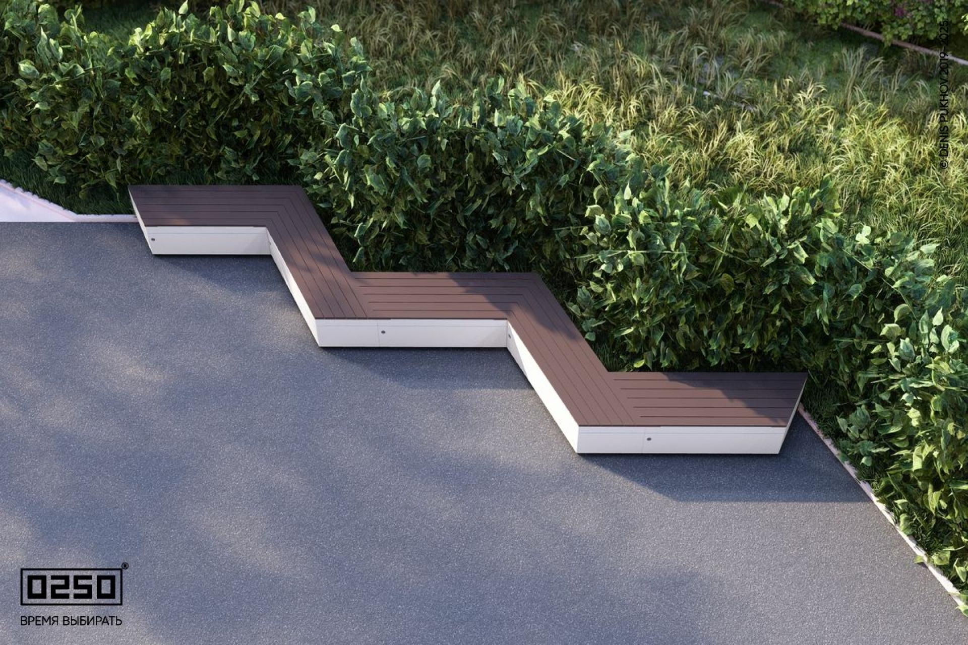 Уличная Зигзагообразная трапецеидальная пятипролетная скамейка на блоке производство 0250, module