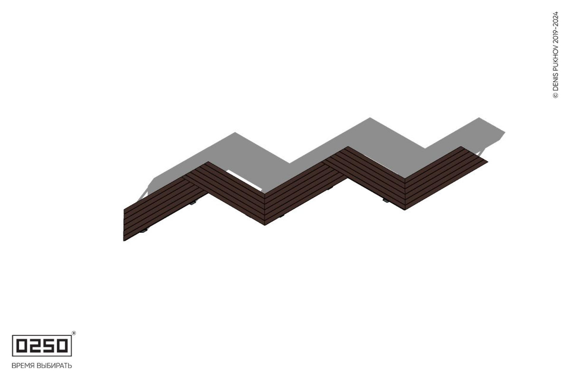 Уличная Зигзагообразная трапецеидальная пятипролетная скамейка на ножках производство 0250, module