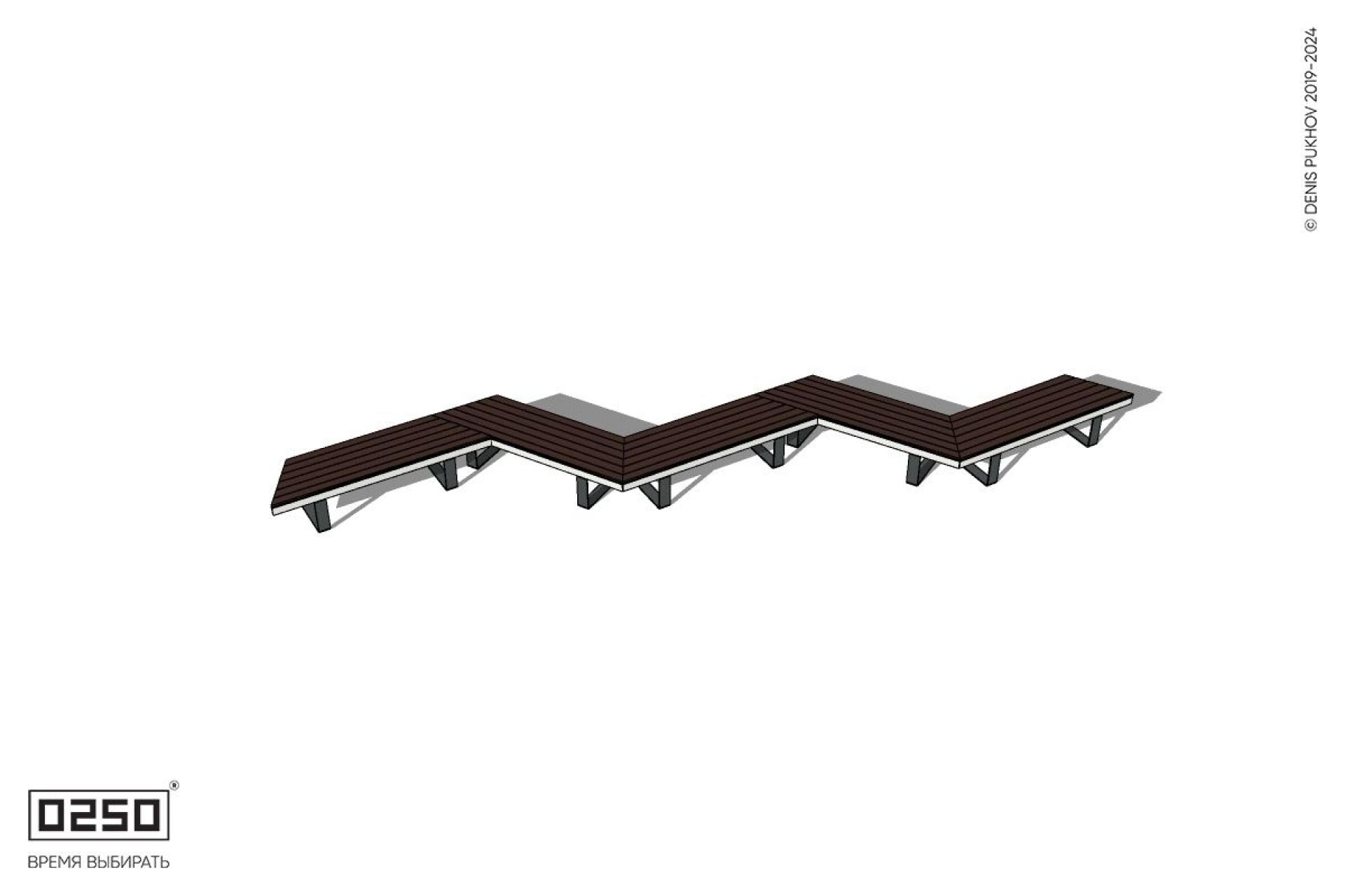 Уличная Зигзагообразная трапецеидальная пятипролетная скамейка на ножках производство 0250