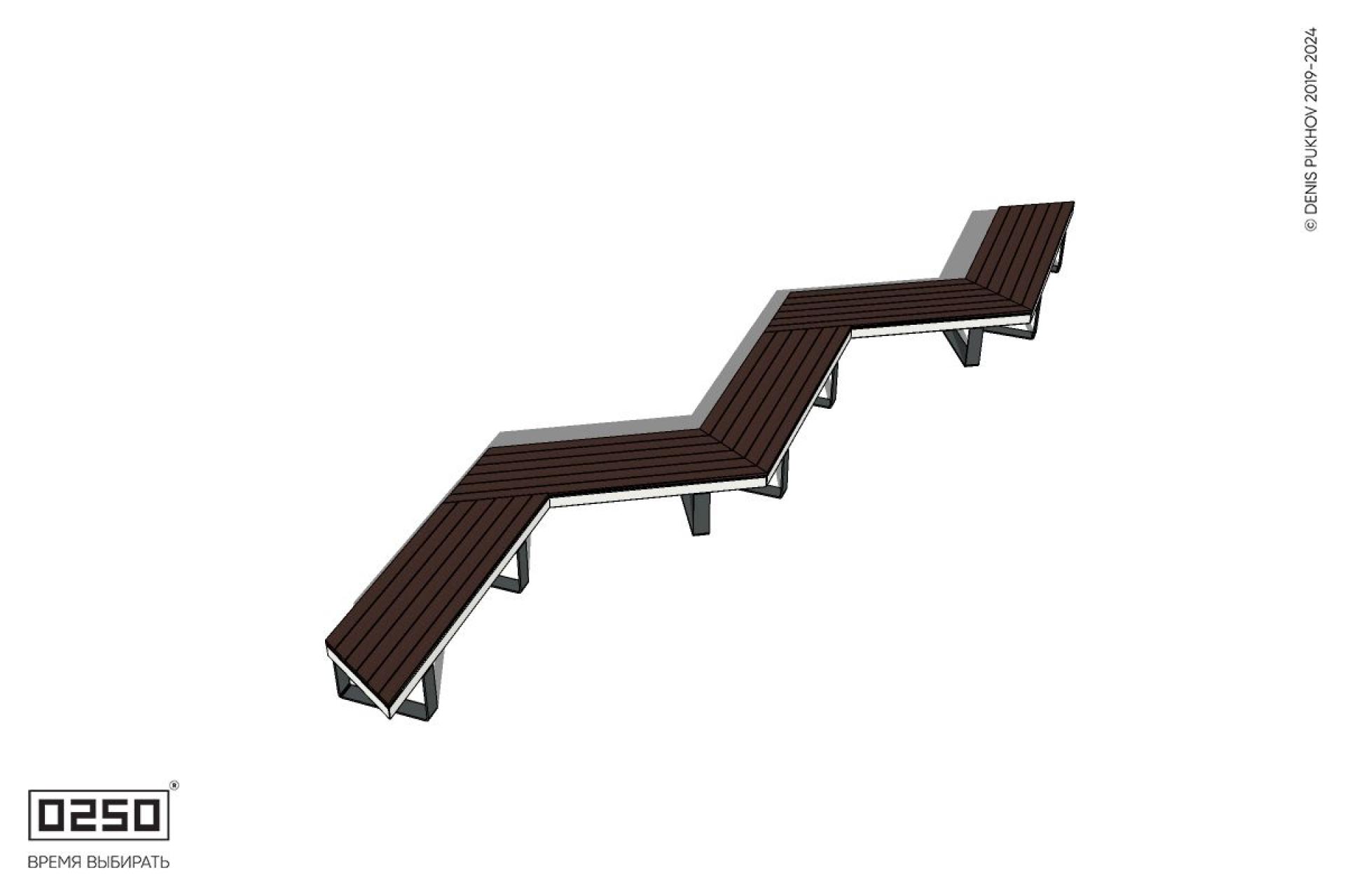 Уличная Зигзагообразная трапецеидальная пятипролетная скамейка на ножках производство 0250