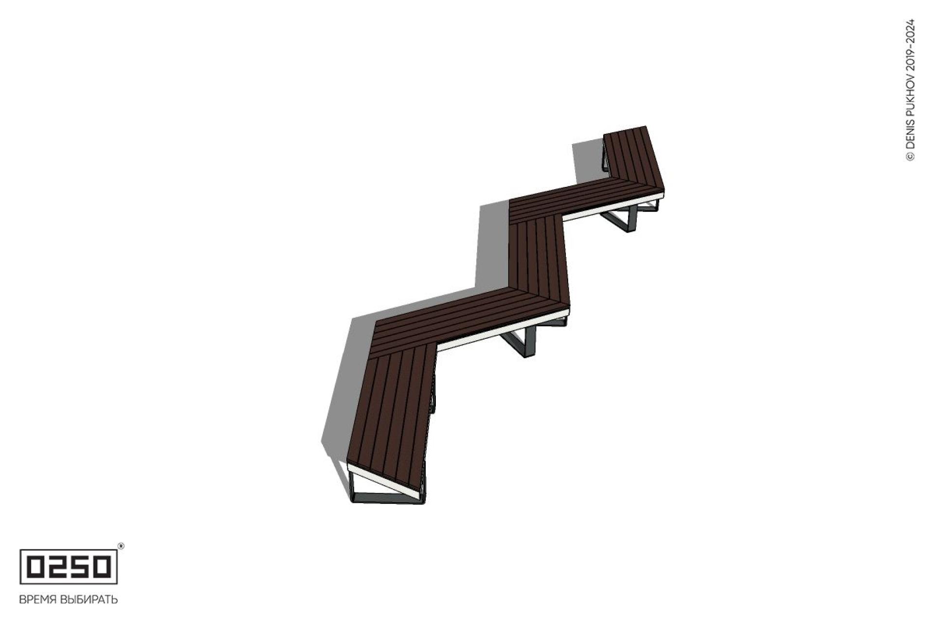 Уличная Зигзагообразная трапецеидальная пятипролетная скамейка на ножках производство 0250