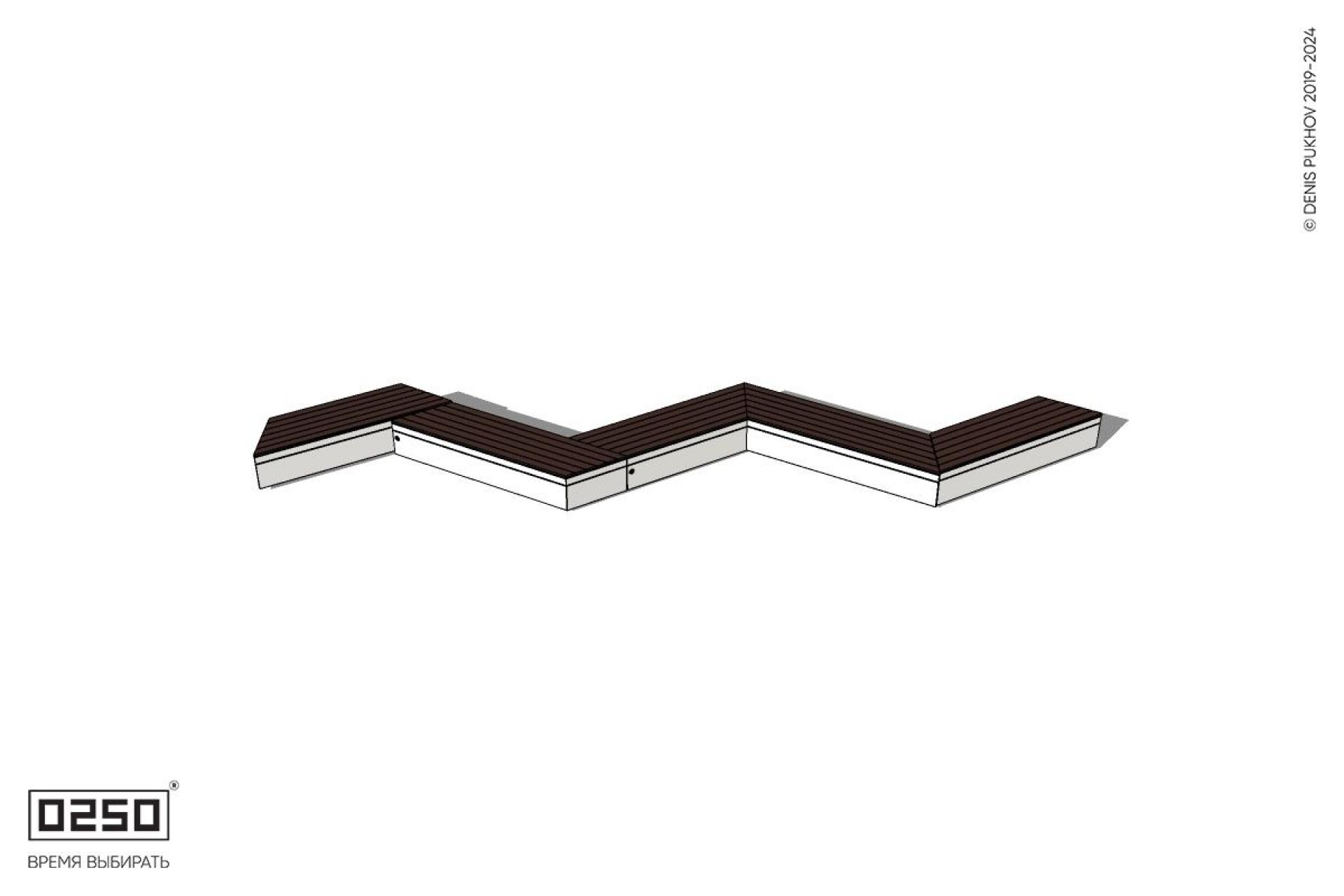 Уличная Зигзагообразная трапецеидальная пятипролетная удлиненная скамейка на блоке производство 0250