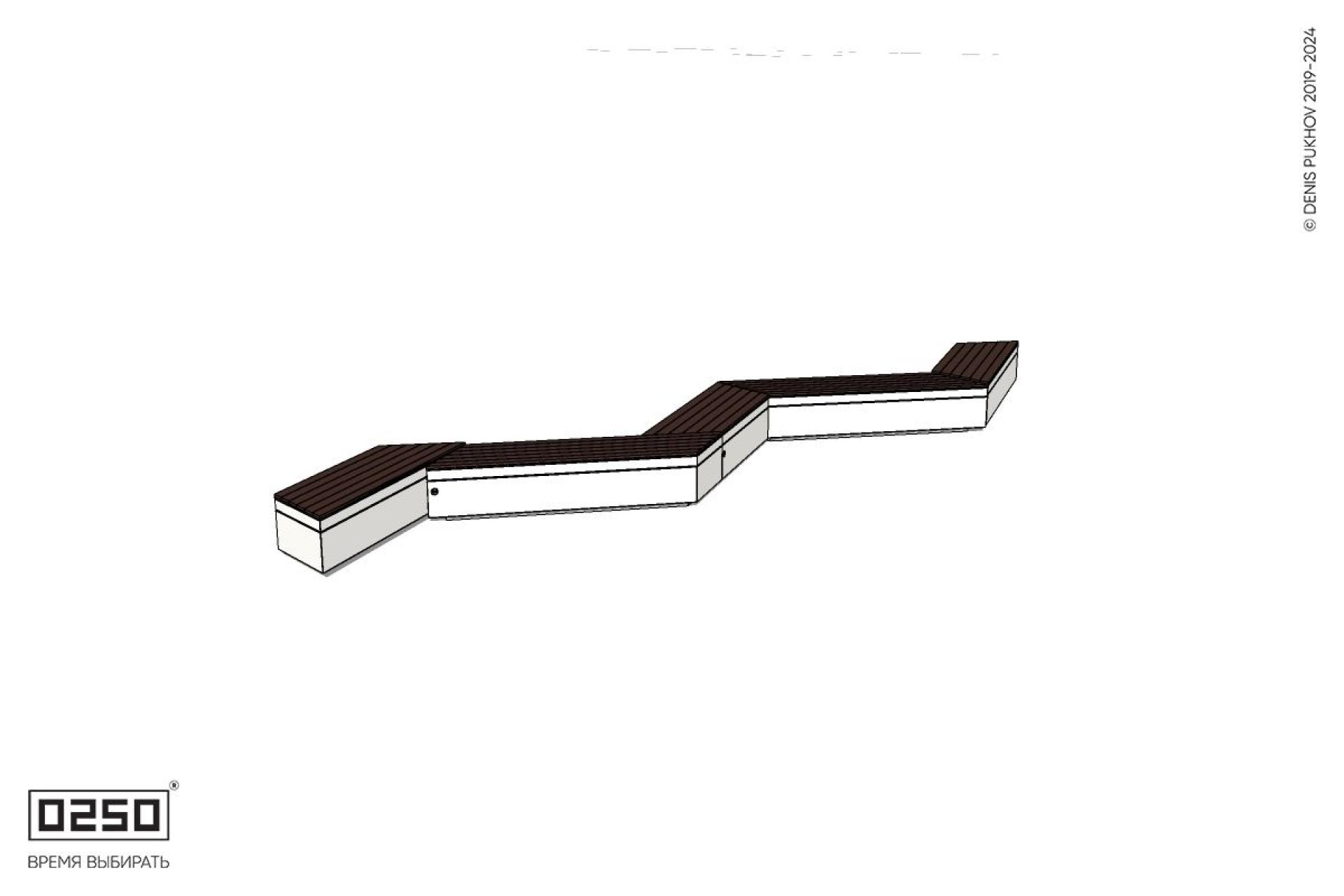 Уличная Зигзагообразная трапецеидальная пятипролетная удлиненная скамейка на блоке производство 0250