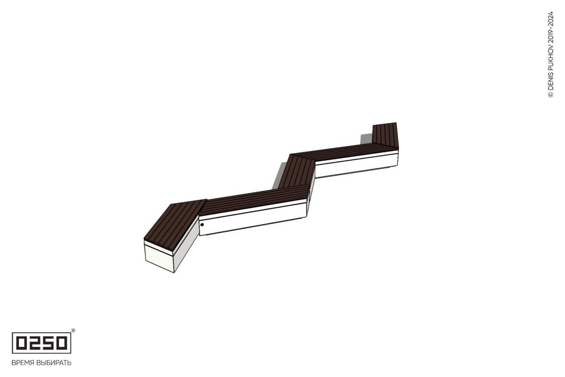 Уличная Зигзагообразная трапецеидальная пятипролетная удлиненная скамейка на блоке производство 0250