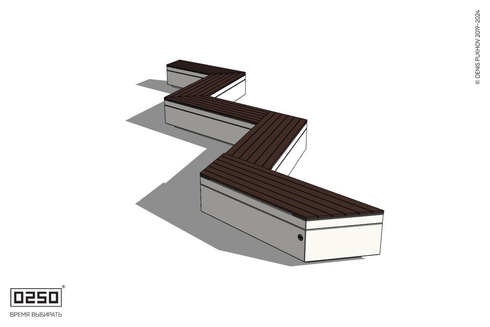 Уличная Зигзагообразная трапецеидальная пятипролетная удлиненная скамейка на блоке производство 0250