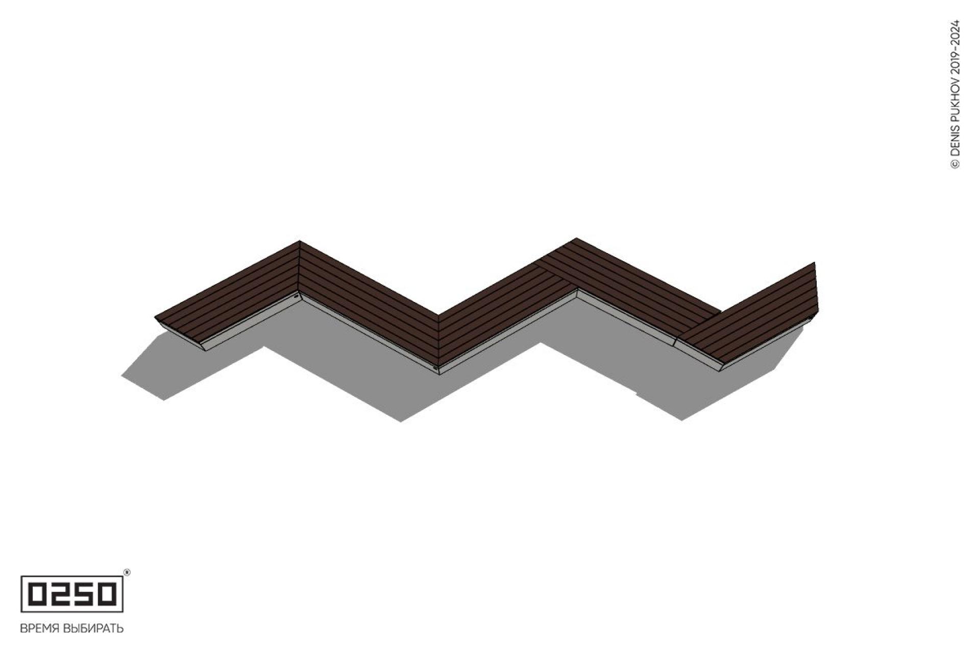 Уличная Зигзагообразная трапецеидальная пятипролетная удлиненная скамейка на блоке производство 0250