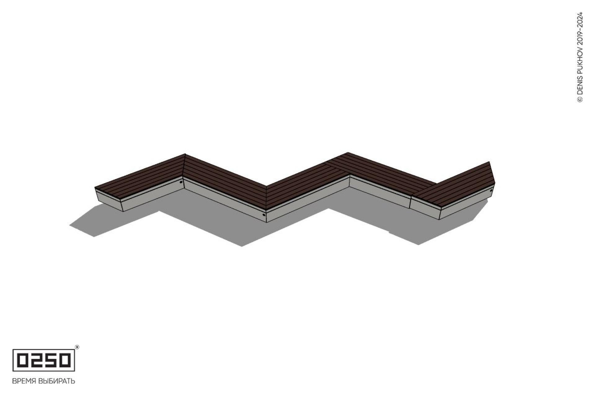 Уличная Зигзагообразная трапецеидальная пятипролетная удлиненная скамейка на блоке производство 0250