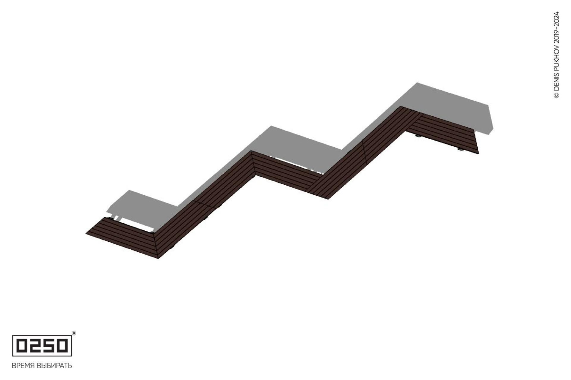 Уличная Зигзагообразная трапецеидальная удвоенная пятипролетная скамейка на ножках производство 0250, module