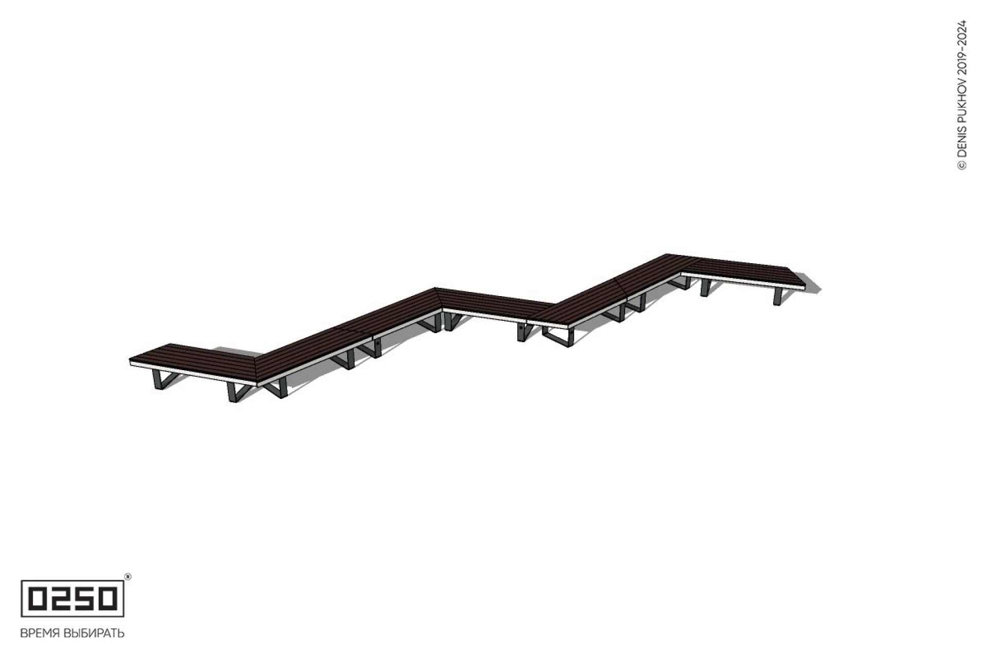 Уличная Зигзагообразная трапецеидальная удвоенная пятипролетная скамейка на ножках производство 0250