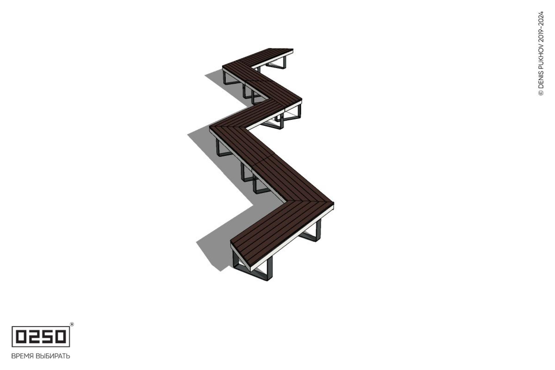 Уличная Зигзагообразная трапецеидальная удвоенная пятипролетная скамейка на ножках производство 0250