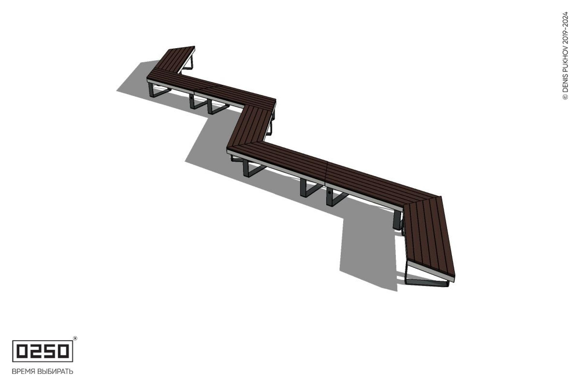 Уличная Зигзагообразная трапецеидальная удвоенная пятипролетная скамейка на ножках производство 0250