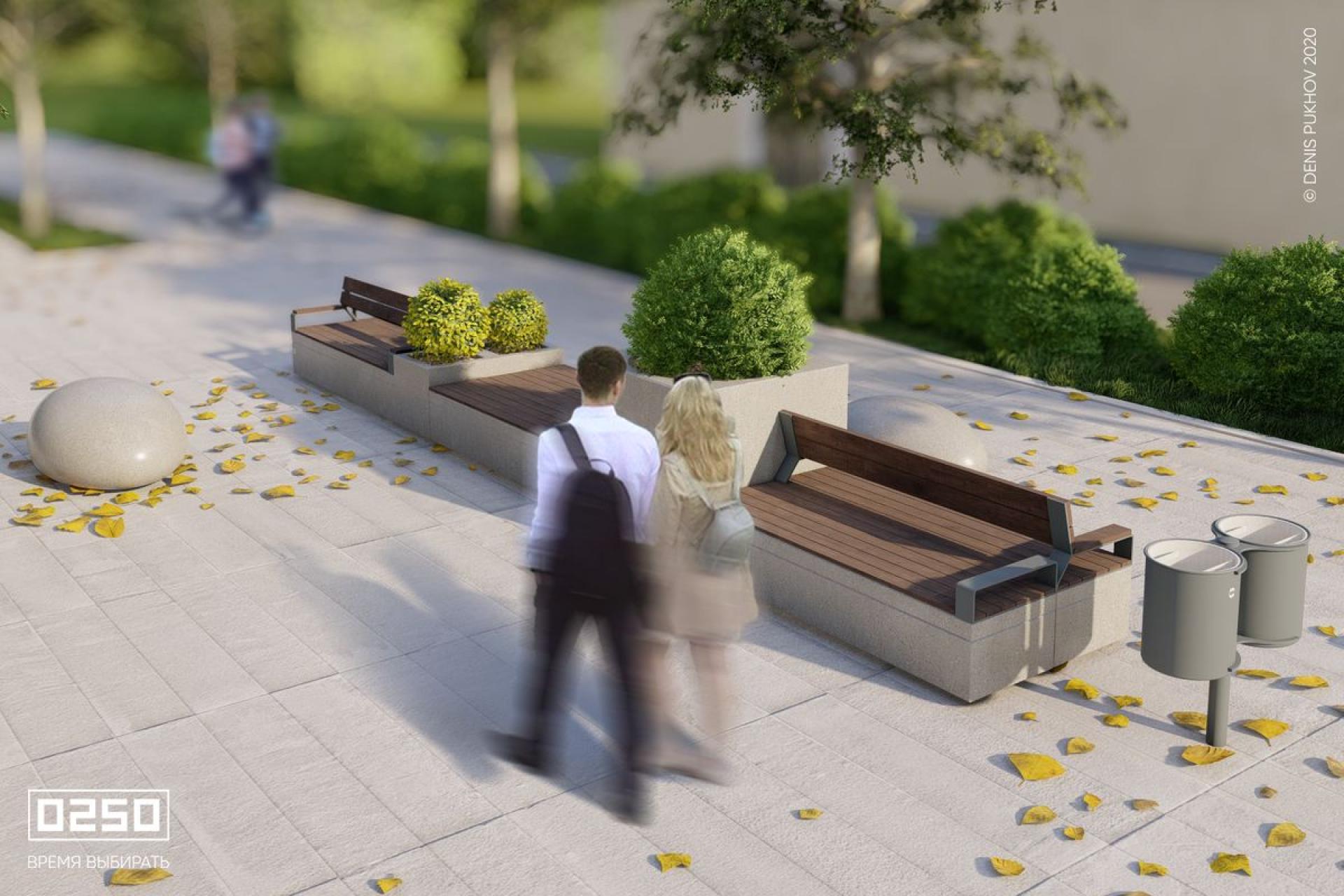 Модульный мини-сквер Проходной, Сборка Двусторонняя 