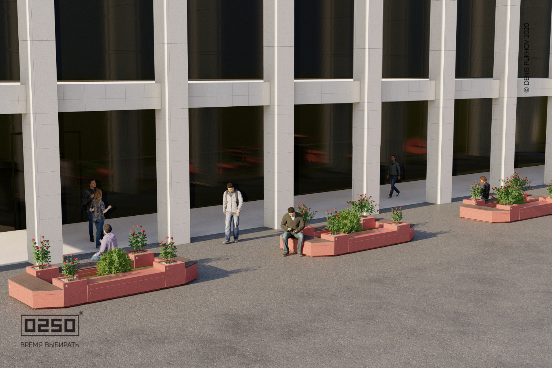 Модульный мини-сквер Скамейка с клумбой, Модульный мини-сквер Скамейка с клумбой