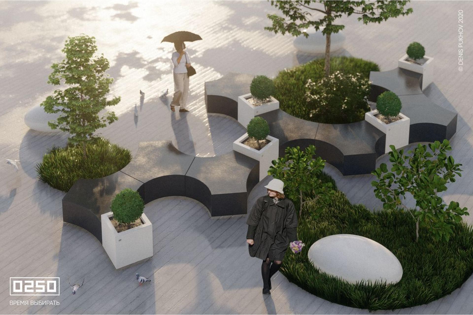 Модульный сквер Ветка, Сборка Ветка