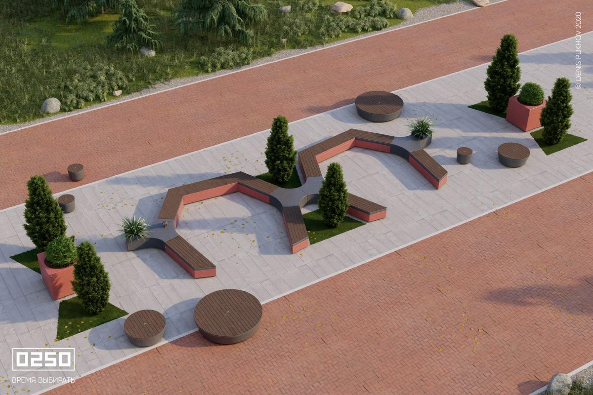 Модульный сквер Очки, Сборка Очки