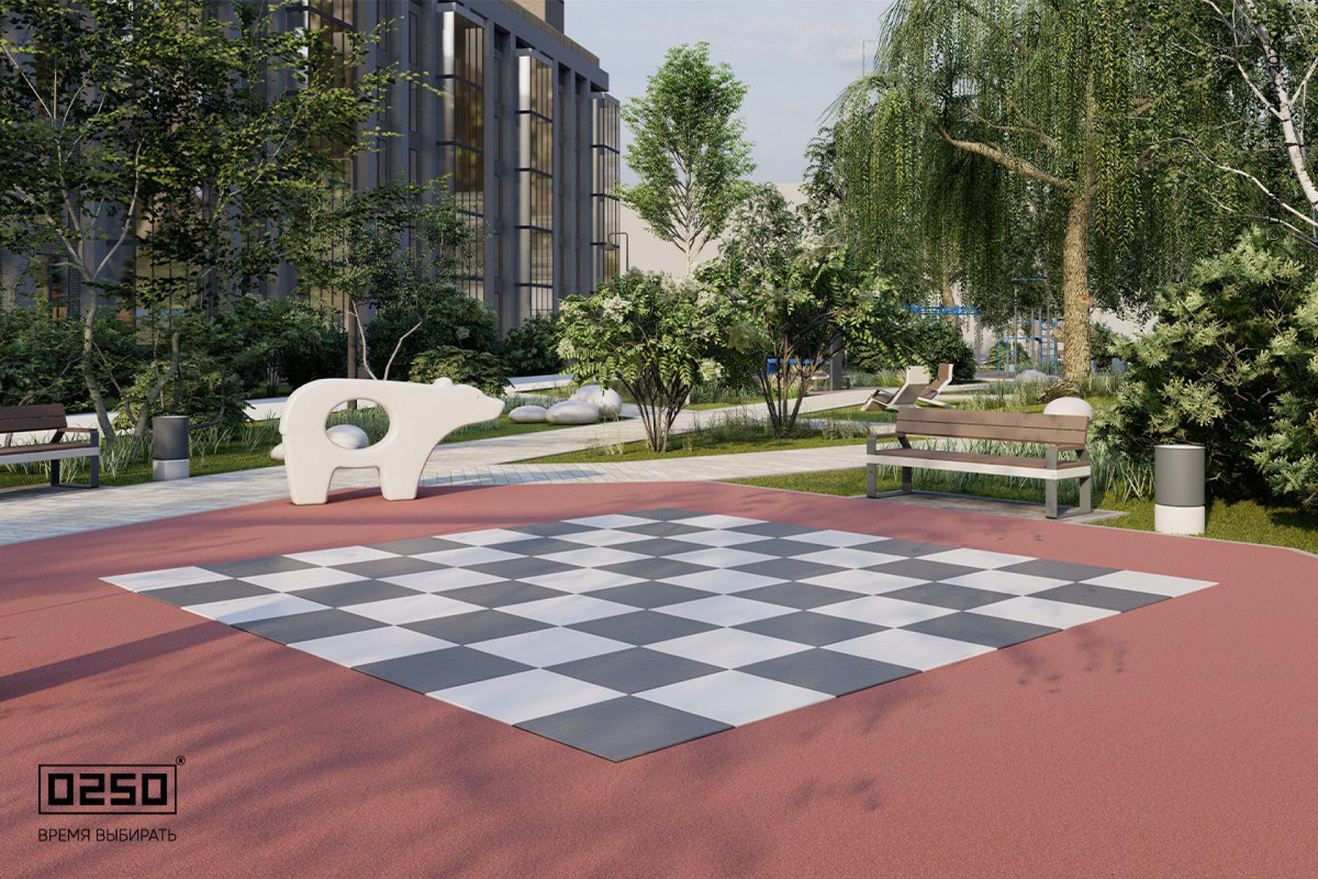 Арт- объект Шахматная площадка из ультрабетона для парка и сквера, АО.ШС.ЛК.БК