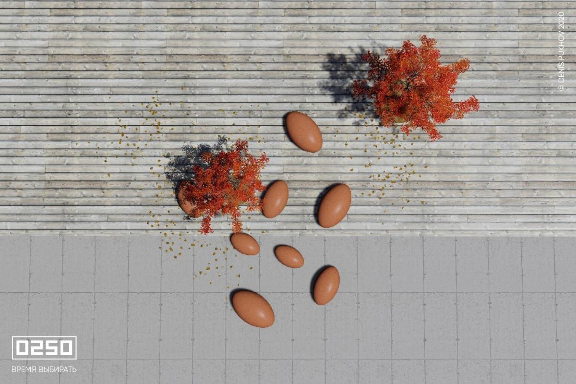 Камень времени рыжий кортен рендер