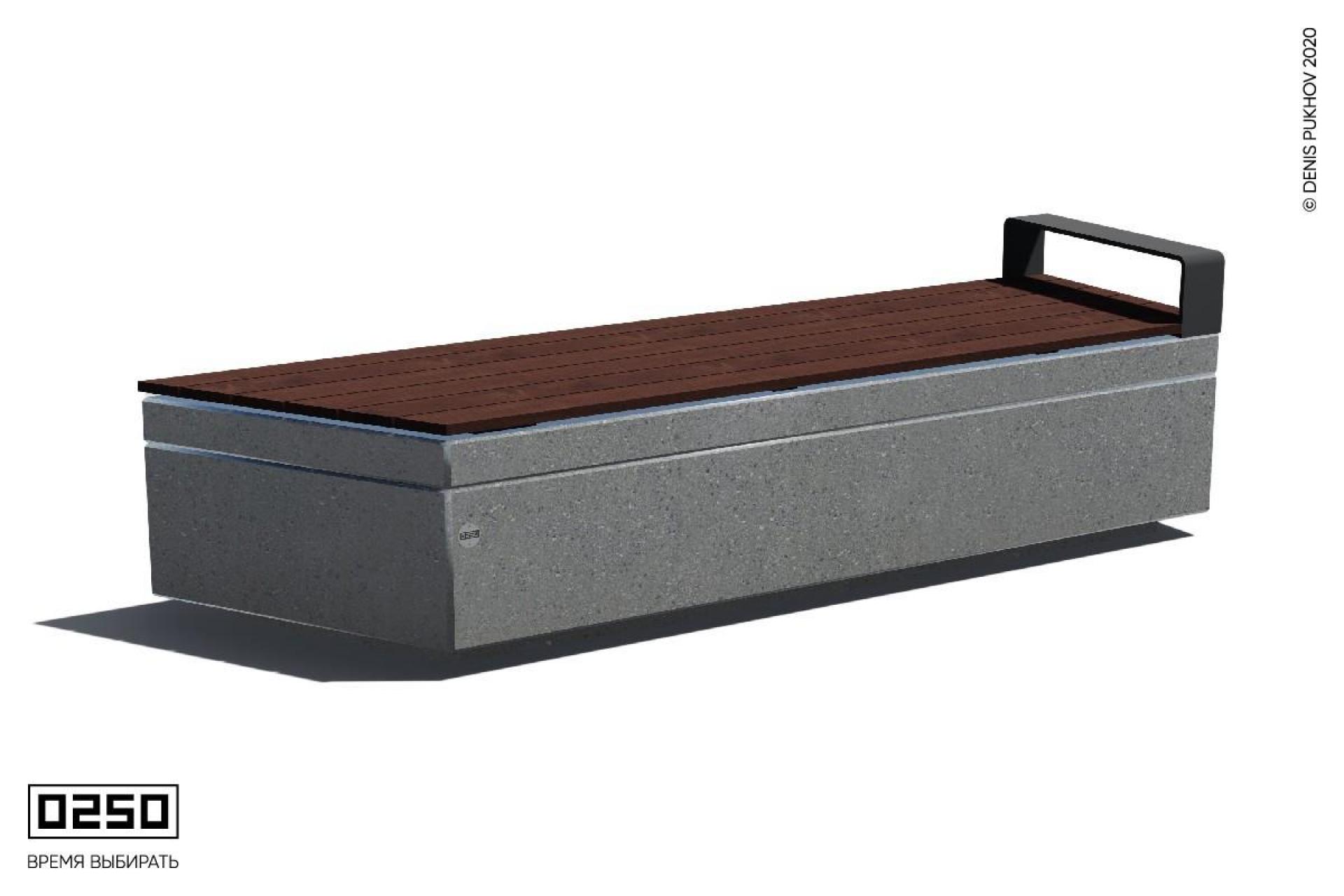 Парковая скамейка угловая на бетонном основании с одним подлокотником в виде левой трапеции Серый графит СТЛ.С.НГ3.С.ТБ