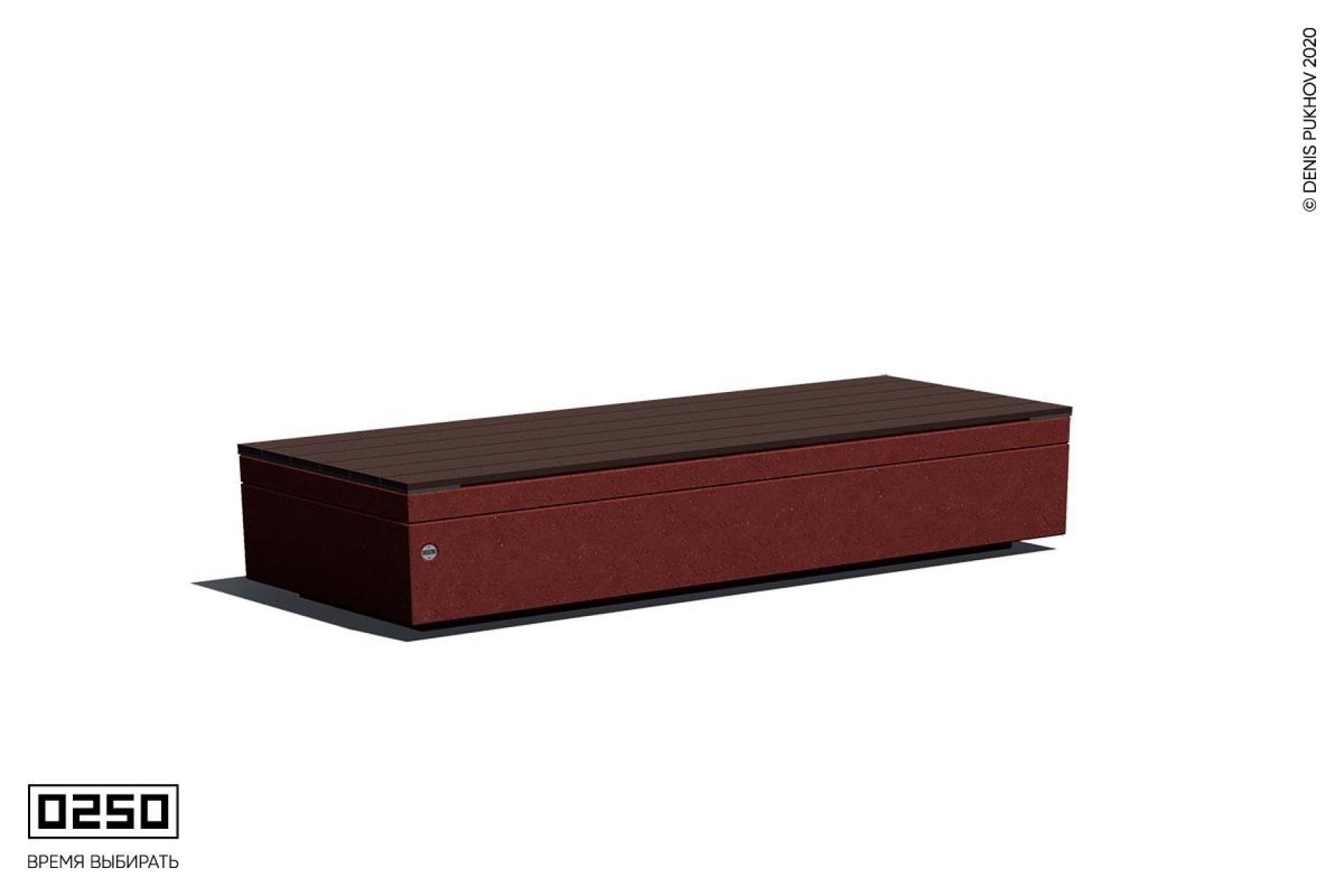 Парковая скамейка на бетонном основании в виде лево-угольного параллелограмма Красный марс СПЛ.КМ.НГ3.КМ.ТБ