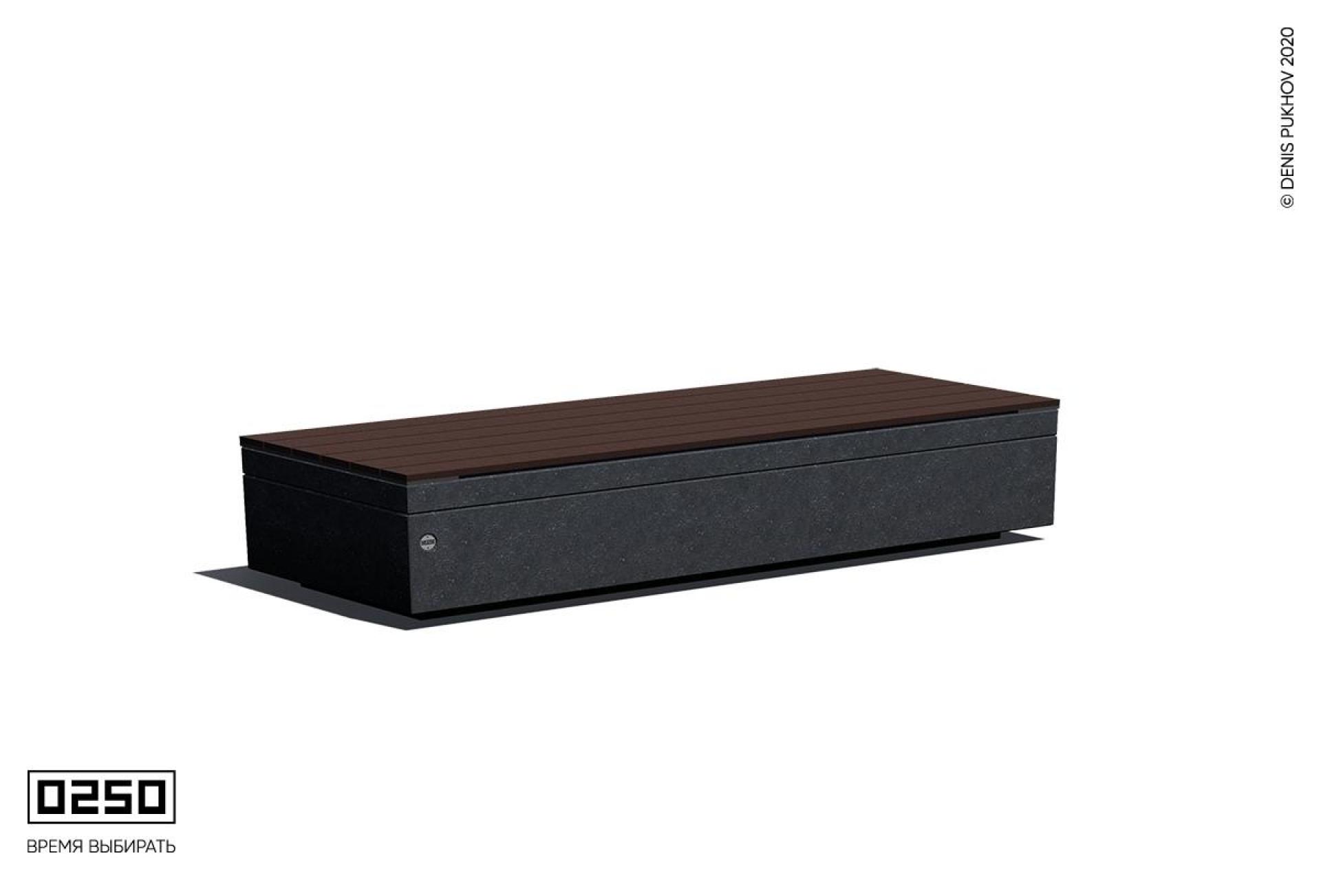 Парковая скамейка на бетонном основании в виде лево-угольного параллелограмма Лунный кратер СПЛ.ЛК.НГ3.ЛК.ТБ