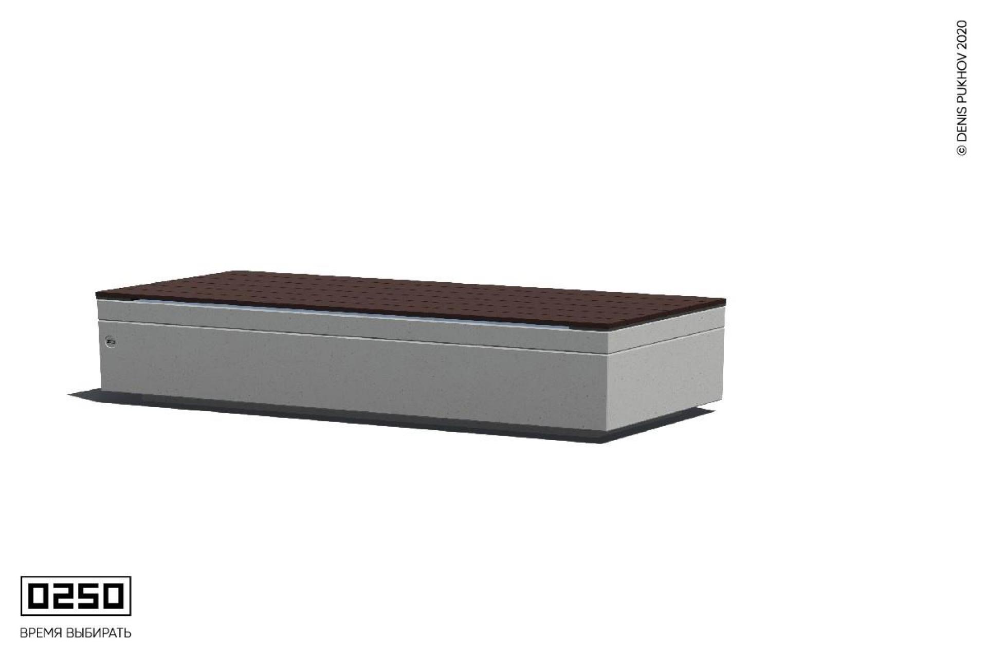 Парковая скамейка на бетонном основании в виде право-угольного параллелограмма Белый кварц СПП.БК.НГ3.БК.ТБ