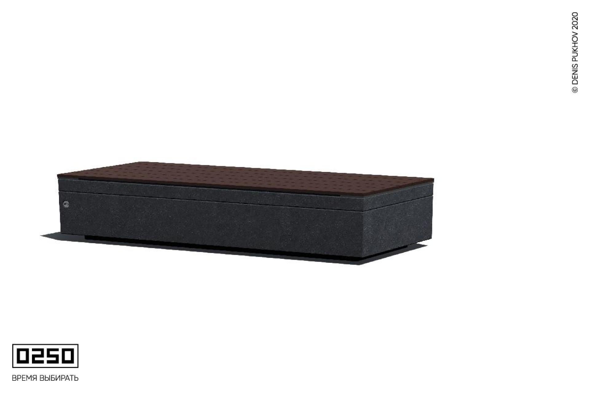 Парковая скамейка на бетонном основании в виде право-угольного параллелограмма Лунный кратер СПП.ЛК.НГ3.ЛК.ТБ