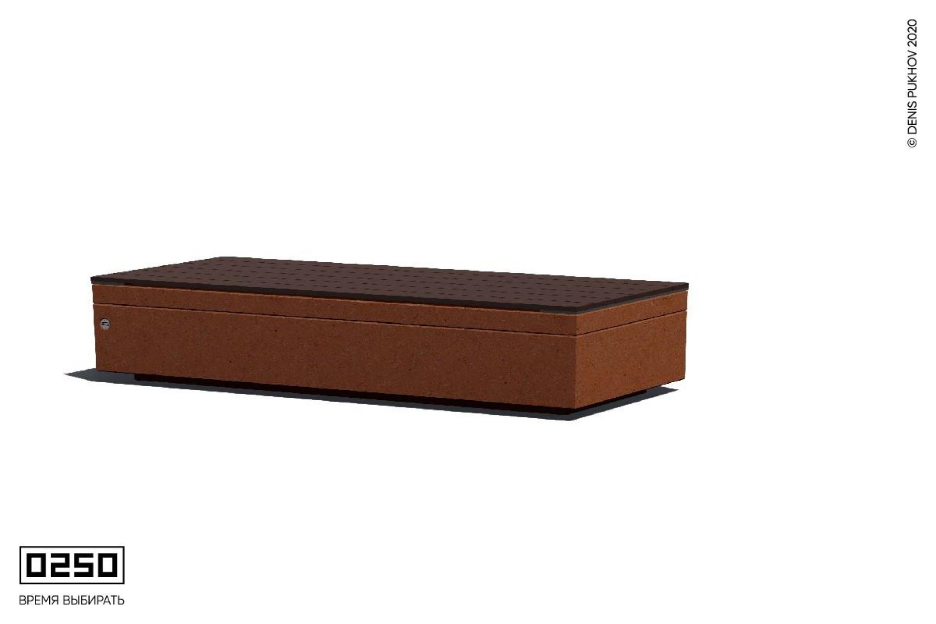 Парковая скамейка на бетонном основании в виде право-угольного параллелограмма Рыжий кортен СПП.РК.НГ3.РК.ТБ