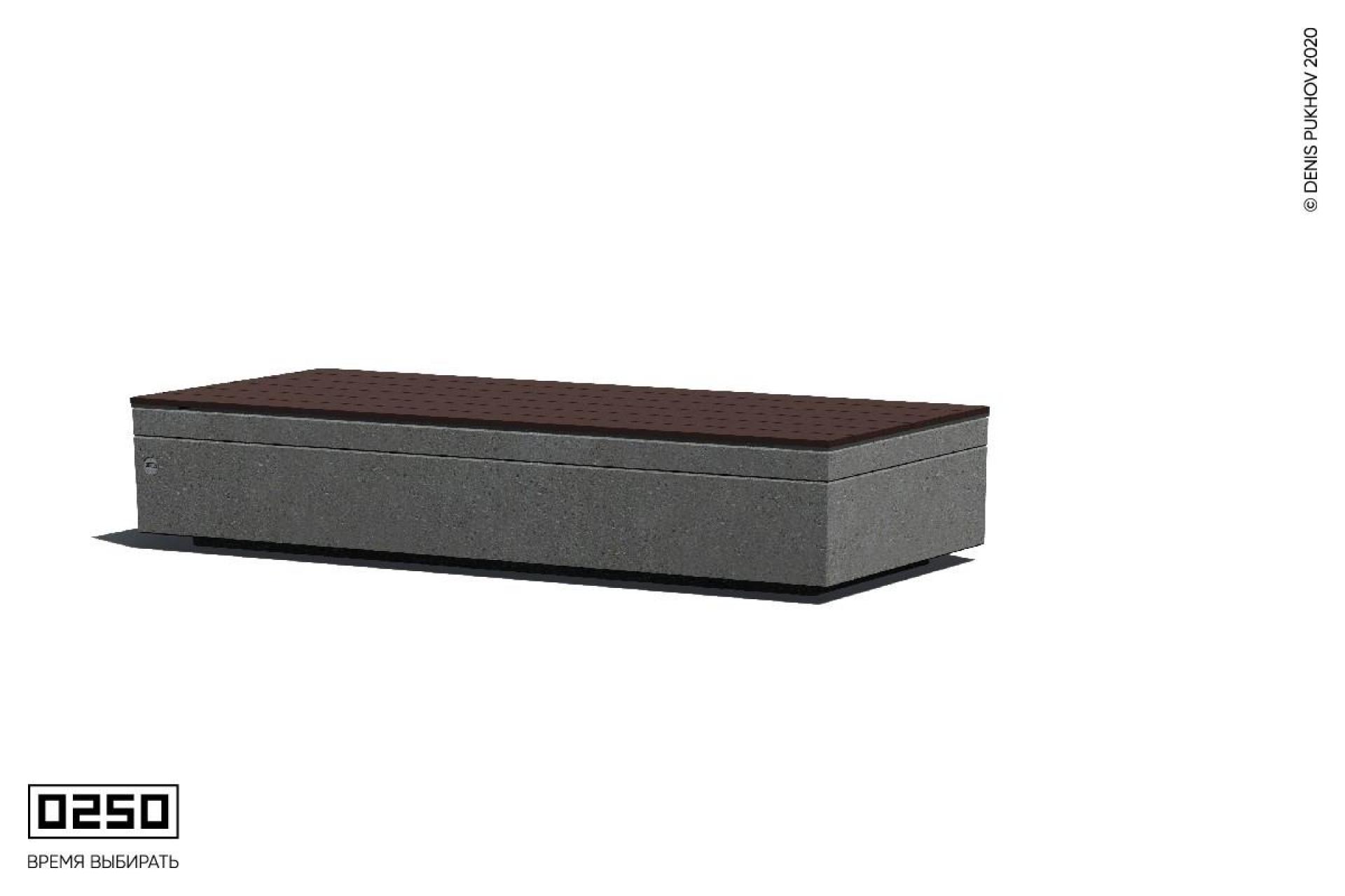 Парковая скамейка на бетонном основании в виде право-угольного параллелограмма Серый графит СПП.С.НГ3.С.ТБ